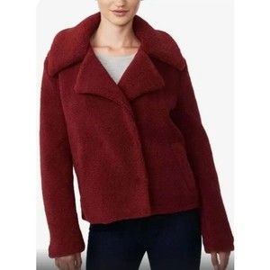 NWT Collection B X SMALL Women's Burgundy Faux Fur Teddy Coat Jacket Burgundy
